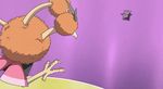  1boy animated animated_gif brown_hair dodrio elite_four fighting gengar jacket kikuko_(pokemon) lowres nintendo pokemon pokemon:_the_origin red_(pokemon) short_hair 