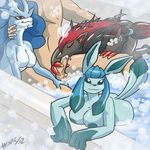  ambiguous_gender anthro bath cum cum_in_mouth cum_inside eeveelution faceless_male female glaceon henbe human human_on_anthro interspecies male mammal nintendo oral oral_sex penis pok&#233;mon pok&#233;philia pok&eacute;mon sex soap sucking suicune video_games water zoroark 