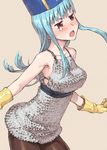  :o bad_id bad_pixiv_id blue_hair blush chainmail dragon_quest dragon_quest_iii gloves long_hair mitre pantyhose priest_(dq3) red_eyes shoe-ji solo sweatdrop tears 