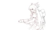  backpack bag bow cigarette crazy_smile cube85 flamethrower fujiwara_no_mokou hair_bow hair_ribbon juliet_sleeves lineart long_hair long_sleeves monochrome o_o pants puffy_sleeves ribbon shirt smile solo suspenders touhou tress_ribbon very_long_hair weapon 