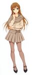  absurdres amatsuka_miharu baby_princess brown_hair green_eyes highres pantyhose simple_background skirt smile wakatsuki_sana 