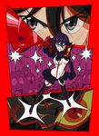  bad_id bad_pixiv_id blush boots breasts camera_flash foreshortening kill_la_kill matoi_ryuuko medium_breasts multicolored_hair revealing_clothes scissor_blade senketsu suspenders sword thigh_boots thighhighs two-tone_hair weapon yuuya_(yu-ya's) 