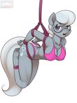  anthro anthrofied bdsm bondage bound bra breasts clothing cutie_mark equine eyewear female friendship_is_magic fur glasses grey_fur grey_hair hair hanging horse kloudmutt looking_at_viewer mammal my_little_pony necklace open_mouth panties pearl_necklace plain_background pony purple_eyes rope silver_spoon_(mlp) solo two_tone_hair underwear white_background 
