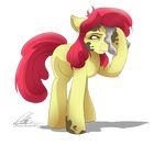  alpha_channel amber_eyes apple_bloom_(mlp) dennybutt equine female feral friendship_is_magic hair horse mammal mud my_little_pony plain_background pony rag red_hair solo standing transparent_background 