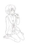  absurdres cardigan errant glasses greyscale highres kita_high_school_uniform kneeling lineart monochrome nagato_yuki school_uniform serafuku shoes short_hair solo suzumiya_haruhi_no_yuuutsu uwabaki 