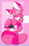  balls black_nose blush citra cute fluffy_tail forsakenmaddness fur girly hindpaw humanoid_penis looking_at_viewer male nude paws penis pepper_(character) pink_eyes pink_fur solo striped_fur tizzle_bizzle tizzlebizzle_artist 