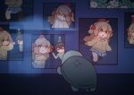  :d ahoge aqua_bow aqua_bowtie arms_behind_back asymmetrical_legwear black_hair black_socks blue_sailor_collar blue_skirt bow bowtie brown_hair chibi chibi_only closed_eyes closed_mouth crossed_arms double-parted_bangs flower from_behind green_shirt hair_between_eyes hair_ornament hair_ribbon heart heart_hair_ornament highres kasoke308 leg_up long_hair looking_at_object looking_at_viewer mini_party_hat miniskirt neuro-sama photo_(object) pleated_skirt red_ribbon ribbon sailor_collar school_uniform serafuku shirt short_hair skirt smile socks standing standing_on_one_leg t-shirt turtle two_side_up v vedal987 vedal_ai vignetting window 