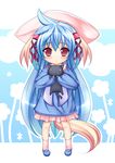  animal_ears blue_hair blush cat child hat long_hair mikan_(5555) nursery_rhyme red_eyes shikishima_krile solo tail very_long_hair 