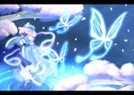  bug butterfly fan folding_fan gamyuu_(gamyu) ghost glowing hat insect japanese_clothes letterboxed looking_back petals pink_eyes pink_hair ripples saigyouji_yuyuko short_hair solo touhou tree walking walking_on_liquid water 