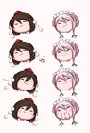  bad_id bad_pixiv_id blush braid hands_on_own_face hat highres izayoi_sakuya kimeemaru maid_headdress no_humans shameimaru_aya smirk tokin_hat touhou twin_braids yokohama_sakuya yukkuri_shiteitte_ne 