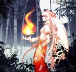  bamboo bamboo_forest cigarette fire forest fujiwara_no_mokou nature profile smoking solo touhou wakky 