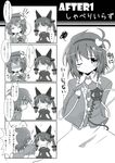  4koma :d =_= animal_ears blush braid comic greyscale hairband heart highres japanese_clothes kaenbyou_rin komeiji_satori makino_(ukiuo) monochrome multiple_girls no_eyes open_mouth smile third_eye touhou translated twin_braids 