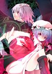  blue_hair boots braid dress foreshortening hat izayoi_sakuya madara_hio maid_headdress md5_mismatch multiple_girls panties red_eyes remilia_scarlet striped striped_panties touhou underwear 