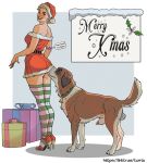 animal_genitalia animal_penis bedroom_eyes bell bell_collar belt bestiality big_butt blonde_hair blush bow_tie box brown_body brown_fur butt butt_sniffing canid canine canine_genitalia canine_penis canis censored censored_genitalia christmas christmas_clothing christmas_headwear clothing collar container domestic_dog dress duo ear_piercing eyelashes female female_on_feral feral floppy_ears footwear fur genitals gift gift_box gift_tag green_collar hair hat headgear headwear hi_res high_heels holidays human imminent_bestiality imminent_sex legwear light_body light_skin looking_back looking_pleasured male male/female mammal mistletoe molosser mountain_dog multicolored_body multicolored_fur narrowed_eyes pattern_clothing pattern_legwear pattern_stockings penis piercing pinup plant pose presenting presenting_hindquarters saint_bernard santa_hat seductive shoes short_dress short_hair short_hair_female smile smiling_at_another smiling_at_partner sniffing snow stockings striped_clothing striped_legwear striped_stockings stripes tail text thigh_highs turria white_body white_fur