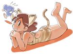  animal_costume animal_ears ass barefoot brown_eyes brown_hair cat_ears cat_tail chinpui chinpui_(chinpui) grin kasuga_eri lying ramb_chop smile tail 