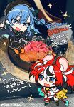  0th_generation_(hololive) 2girls animal_ear_fluff animal_ears artist_name asymmetrical_legwear asymmetrical_sleeves beret black_collar black_dress black_hat blue_eyes blue_hair bow cheese chibi choker collar collared_dress colored_inner_hair commentary commentary_request dice_hair_ornament dress flat_color food garter_straps green_hair_ornament green_ribbon hair_between_eyes hair_ornament hakos_baelz hakos_baelz_(1st_costume) hat highres holocouncil hololive hololive_english holopromise hoshimachi_suisei hoshimachi_suisei_(casual) jacket jewelry key key_necklace lace lace_sleeves layered_sleeves long_hair long_sleeves looking_at_another mika_pikazo miniskirt mismatched_legwear mismatched_sleeves mixed-language_commentary mouse_ears mouse_girl mouse_tail mousetrap multicolored_hair multicolored_skirt multiple_girls neck_ribbon necklace o-ring o-ring_thigh_strap official_alternate_costume official_alternate_hairstyle official_artist_extra one_side_up open_mouth orange_pantyhose pantyhose photo_background quilted_headwear ribbon shirt short_dress short_over_long_sleeves short_sleeves single_garter_strap single_loose_sock skirt smile sparkle spiked_collar spikes star_(symbol) star_in_eye strapless strapless_shirt streaked_hair swept_bangs symbol_in_eye tail tail_bow tail_ornament the_first_take thigh_strap translation_request virtual_youtuber white_shirt 