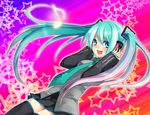  aqua_eyes aqua_hair bad_id bad_pixiv_id detached_sleeves hatsune_miku itou_nanami long_hair necktie skirt solo thighhighs twintails vocaloid 