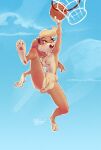 anthro anus areola ball basketball basketball_(ball) basketball_hoop blonde_hair blush breasts buckteeth casual_nudity clothing digital_media_(artwork) feet female fur genitals gloves gloves_only hair handwear handwear_only hi_res holding_ball holding_object lagomorph leporid lola_bunny looney_tunes mammal mostly_nude nipples nude open_mouth outdoor_nudity outside pawpads pinafore_(artist) rabbit solo tail teeth toes vulva warner_brothers