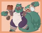 2022 2_toes ambiguous_anthro ambiguous_feral ambiguous_gender anthro apron baker barefoot belly big_belly big_tail biped bodysuit bovid brown_body brown_ears brown_fur caprine cinnamon_bun cirro_(cirronaja) clothing cloven_hooves eyewear feet feral fetlocks fluffy fluffy_tail food fur glasses green_body green_fur green_wool group happy hat headgear headwear hi_res holding_food holding_object holding_plate hooves larger_anthro larger_male male male_anthro mammal moobs overweight overweight_anthro overweight_male pancake pancake_stack pastry pitcher plate purple_bodysuit purple_clothing purple_skinsuit quadruped rectangular_glasses sheep size_difference skinsuit smaller_ambiguous smaller_feral strawberrymilkdog tail tight_clothing toes trio watermark white_apron white_clothing white_hat white_headwear wool_(fur) wool_hair