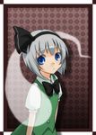  bad_id bad_pixiv_id black_hairband blue_eyes ghost hairband hitodama konpaku_youmu konpaku_youmu_(ghost) monmon short_hair silver_hair solo touhou 