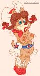  absurd_res anthro belt big_nipples breasts canid canine chipposter chuck_e._cheese's_pizzeria clothing cowgirl_boots cowgirl_outfit entangled female genitals gloves hair handwear harmony_howlette hat headgear headwear hi_res kerchief mammal nipples ponytail rope solo vulva 