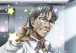  \m/ clannad glasses macross macross_frontier male_focus mutsuki_(moonknives) okazaki_naoyuki parody seikan_hikou solo sparkle star 