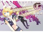  1boy 1girl bad_id bad_pixiv_id blonde_hair blue_eyes brother_and_sister earphones earphones_removed guitar hair_ornament hairclip headphones instrument kagamine_len kagamine_rin licking short_hair siblings twins vocaloid 