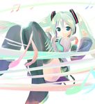  aqua_eyes aqua_hair hatsune_miku long_hair solo thighhighs twintails vocaloid wadapen 