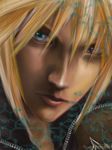  blonde_hair blue_eyes close-up closed_mouth cloud_strife face final_fantasy final_fantasy_vii final_fantasy_vii_advent_children male_focus solo sou_igarashi 