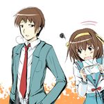  1girl angry brown_eyes brown_hair fume hairband handheld_game_console kita_high_school_uniform kyon nintendo_ds non-web_source school_uniform serafuku short_hair sigh suzumiya_haruhi suzumiya_haruhi_no_yuuutsu 