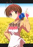  antenna_hair apron bad_id bad_pixiv_id brown_eyes brown_hair chocolat clannad furukawa_nagisa ponytail short_hair solo 