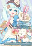  1girl aona_(noraneko) apron aqua_eyes aqua_hair beret blush brown_hat character-themed_food commentary_request cookie_hair_ornament dessert food food-themed_hair_ornament frilled_apron frills fur-trimmed_sleeves fur_trim hair_between_eyes hair_ornament hat hatsune_miku holding holding_tongs holding_tray key long_hair looking_at_viewer musical_note musical_note_hair_ornament necktie official_alternate_costume official_alternate_hairstyle open_mouth pink_necktie plate puffy_sleeves rabbit_yukine short_sleeves smile solo tongs tray twintails upper_body very_long_hair vocaloid watermark white_apron yuki_miku yuki_miku_(2026) 