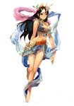  barefoot belt black_hair breasts flying jewelry large_breasts legs long_hair original smile solo toi8 