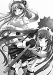  arin breasts covered_nipples dress gloves golf_club greyscale hat kooh large_breasts long_hair monochrome multiple_girls nio_(einhorn) pangya small_breasts thighhighs twintails 