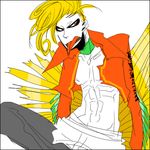  blonde_hair gen_2_pokemon ho-oh lowres male_focus personification pokemon red_eyes solo tongue 