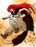  fur long_hair niyaketsubaki red_hair sarashi shut_hell shut_hell_(character) weapon 
