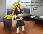  anthro big_breasts boss bovid bovine breasts cattle clothing female hair jacket long_hair mammal obese office overweight shamziwhite solo teats udders 