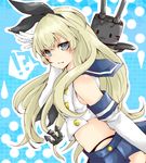  1girl anchor bad_id bad_pixiv_id black_panties blonde_hair blue_eyes blush elbow_gloves gloves hair_ornament hairband kantai_collection kurosakiinu long_hair panties rensouhou-chan sailor_collar shimakaze_(kantai_collection) skirt solo underwear 