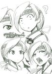  ? aircraft airplane chitose_(kantai_collection) expressions headband hetza_(hellshock) kantai_collection multiple_views open_mouth ponytail sweatdrop turret 