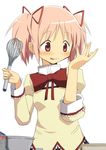  bad_id bad_pixiv_id blush cooking cream hair_ribbon kaname_madoka licking_lips mahou_shoujo_madoka_magica pink_eyes pink_hair ribbon school_uniform tongue tongue_out tori_(ritcrover) twintails whisk 