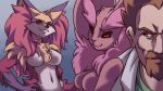  2019 blue_background blue_eyes breasts brown_fur brown_hair canid canine cheek_tuft clothed clothing coat cute_fangs delphox facial_hair fangs featureless_breasts female fur group hair hand_on_hip happy hi_res human inner_ear_fluff lagomorph looking_at_viewer lopunny male mammal mustache navel nintendo nude pink_eyes pink_fur plagueofgripes pok&eacute;mon pok&eacute;mon_(species) red_fur shiny_pok&eacute;mon shirt simple_background smile standing tuft video_games white_fur yellow_fur 