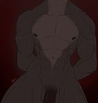  anthro arms_behind_back balls biceps big_muscles black_nipples black_penis canine erection fur grey_fur humanoid_penis male mammal muscles nipples nude pecs penis pose presenting simple_background slypon solo standing toned wolf 