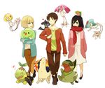  2boys axew azelf black_hair blonde_hair brown_hair crossover gen_2_pokemon gen_4_pokemon gen_5_pokemon gorosuke_(my_boy) legendary_pokemon mesprit multiple_boys pokemon pokemon_(creature) pokemon_(game) pokemon_bw quilava riolu shaymin shingeki_no_kyojin solosis turtwig uxie younger 