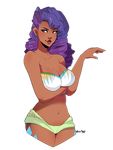  big_breasts blue_eyes breasts cleavage clothed clothing curly_hair cutie_mark dark_skin eyeshadow female friendship_is_magic hair hi_res human humanized long_hair makeup mammal my_little_pony navel navel_piercing piercing plain_background purple_hair rarity_(mlp) shorts smile transparent_background wicklesmack 