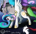  antler antlers cum cum_inside cutie_mark discord_(mlp) draconequus english_text equine female feral friendship_is_magic fur hair horn horse male mammal multi-colored_hair my_little_pony penetration pony princess_celestia_(mlp) signature straight text unknown_artist white_fur winged_unicorn wings 