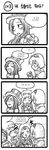 2girls caitlyn_(league_of_legends) chocolate comic ezreal goggles goggles_on_head green_dew greyscale heart highres korean league_of_legends monochrome multiple_boys multiple_girls taric translated tsundere vi_(league_of_legends) 