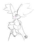  anthro big_breasts blush breasts canine cleavage clothed clothing delphox female fox mammal monochrome nintendo nipples pok&#233;mon pok&#233;morph pok&eacute;mon puffy_nipples sketch unknown_artist video_games 