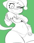  2018 5_fingers anthro blue_fur breasts camel_toe cartoon_network christmas clothing domestic_cat felid feline felis female fur gloomyacid gloves green_background hat holidays legwear looking_at_viewer looking_down low-angle_view mammal mature_female navel nicole_watterson nipples one_breast_out santa_hat simple_background solo standing sweater the_amazing_world_of_gumball thick_thighs thigh_gap thigh_highs thong undressing whiskers wide_hips 