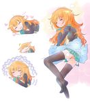  1girl amatsuka_mao blanket blush dreaming gj-bu long_hair orange_hair panties pantyshot petticoat pussy_juice sleeping sweat underwear upskirt 