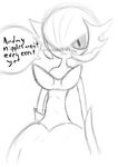  blush english_text female gardevoir hi_res mega_evolution mega_gardevoir monochrome nintendo pok&#233;mon pok&eacute;mon sketch solo text unknown_artist video_games 